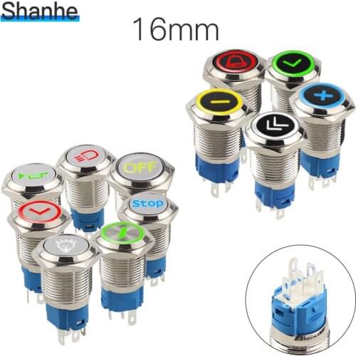 16mm Waterproof LED Momentary Power Push Button Switch Racing Car Auto Motorcycle Engine Start Starter
