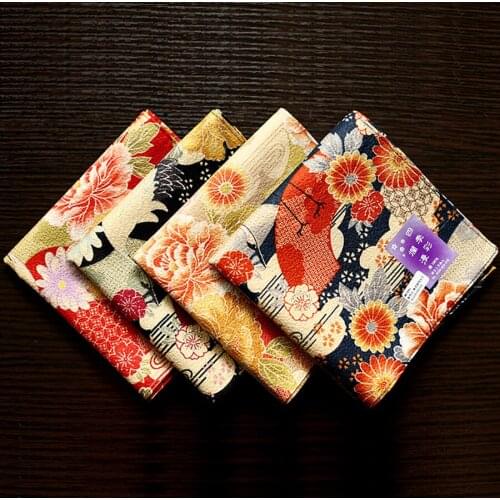 High Quality Womens Colorful Printing Red Crowned Crane Pattern Handkerchiefs Pure Cotton Ladies Soft Square Towel Hanky SY520