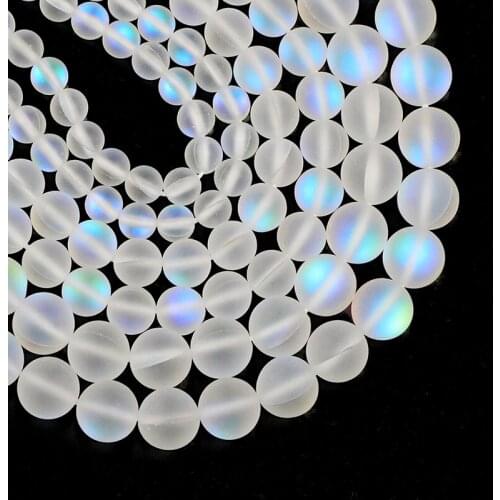 YHBZRET Natural Stone Matte white Labradorite Shimmer Crystal 6/8/10MM Round Charm Loose beads for Jewelry making DIY bracelets