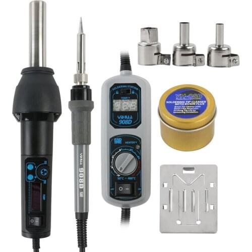 YIHUA 908D 60W Adjustable Electronic Soldering Iron Solder+8858I Hot Air Gun Desoldering Rework Repair Welding Tools