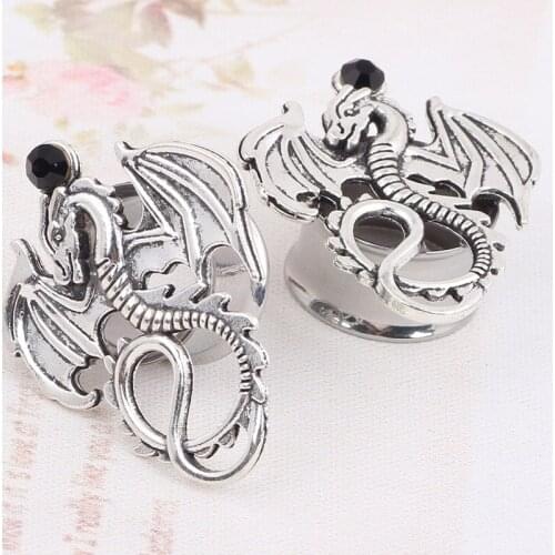 Ear plugs tunnels piercing body jewelry gauges 6-16mm in silver double flare ear plug gauges flesh tunnel plugs