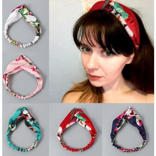 Ladies Hair band Retro Cross Knot Hairband Elastic Bow Flower Hairband Hair Accessories Korean Fashion Hair Accessories
