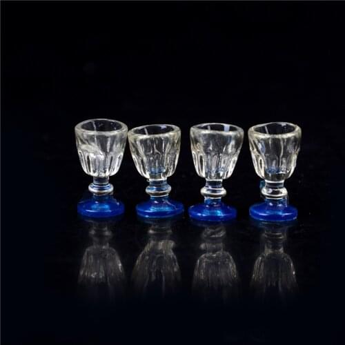 1:12 Scale 1/2Pcs DIY Parts Plastic Transparent Goblet Miniature Mini Wine Beer Cup Dollhouse Craft Home Decoration Glass Model