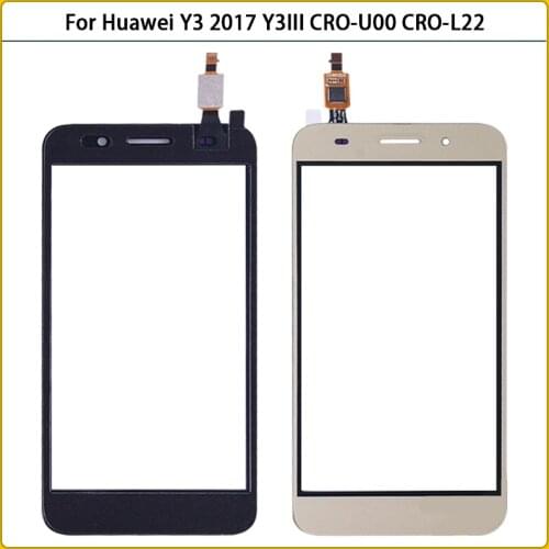10Pcs New Y3 2017 Touchscreen For Huawei Y3 2017 CRO-U00 CRO-L02 CRO-L22 Touch Screen Panel Digitizer Glass Lens Front Glass