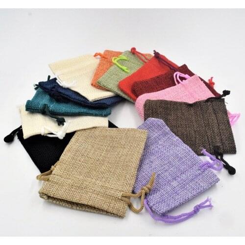 10Pcs/Packs New Fashion Useful Wedding Favor Christmas Hessian Burlap Jute Gift Bags Drawstring Pouch Home