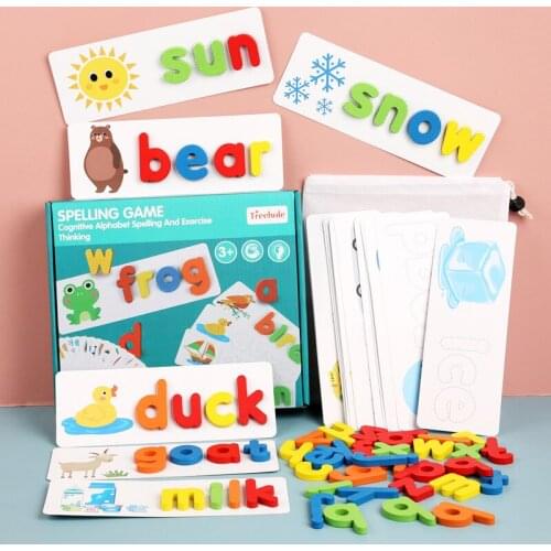 26 English Alphabet Spelling Practice Toys Education Early Childhood Education Cognitive Card Toy Spell Word Game Gift for Kids