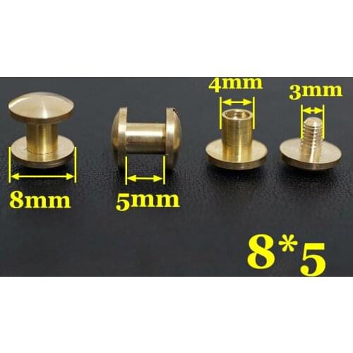 50pc Q2-8x5 Solid Brass belt screw Chicago Screw Leathercraft