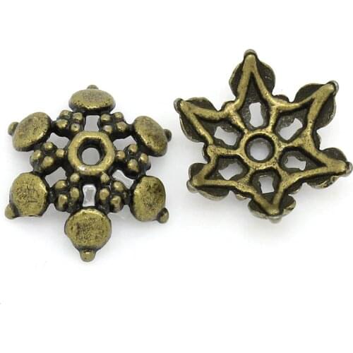 8SEASONS Bead Caps Flower Antique Bronze(Fits 14mm Dia Beads) 12x11mm,Hole:Approx 1.5mm,100PCs (K10490)