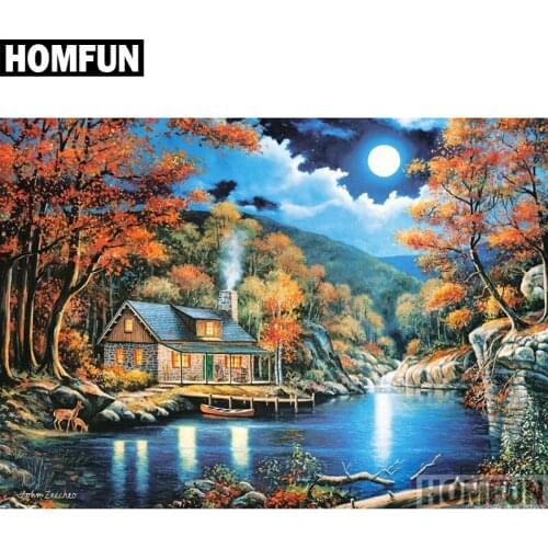 HOMFUN Full Square/Round Drill 5D DIY Diamond Painting "Moonlight Scenic" Embroidery Cross Stitch 5D Home Decor Gift A05021