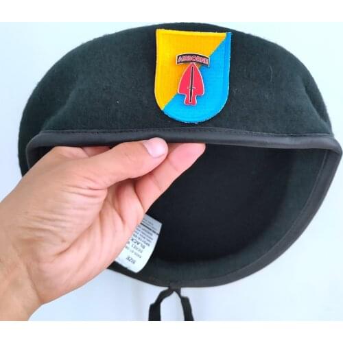US Army 8th Special Forces Group Wool Blackish Green Beret SPECIAL FORCES COMMAND DIVISION AIRBORNE Military Hat 1963~1972