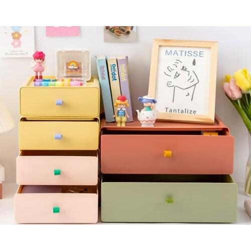 Free combination of large capacity can be stacked desktop stationery sorting drawer type storage box J03