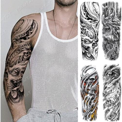 Large Arm Sleeve Tattoo Machinery Forest Dragon Waterproof Temporary Tatto Sticker Skull Wolf Body Art Full Fake Tatoo Women Men