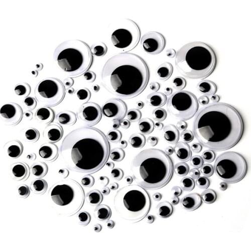 Pick Size 5-20mm Black Self-adhesive Googly Wiggly Eyes Teddy Bear Plastic Doll Eye for DIY Toys Dolls Backpack Decoration