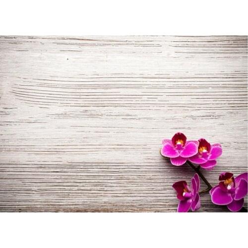 Planks Backdrop Purple Flowers and Silver Gray Board Photography Background Holiday Celebration Photo Booth Studio Decor