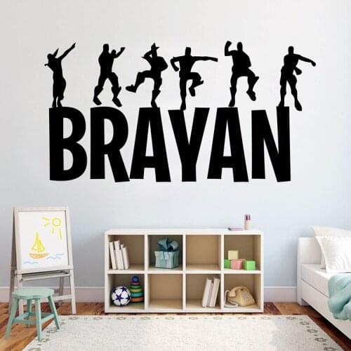 Gamer Personalised Wall Decal Game Controller Video Game Wall Decals Custom Name Nursery Kids Bedroom Vinyl Wall Art M12