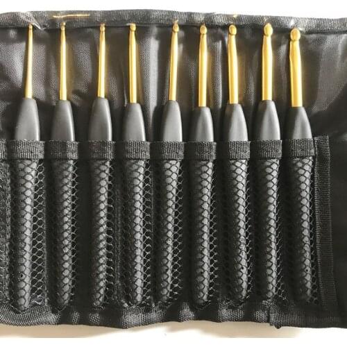 Hand knitting tool with case aluminum crochet hook use for hand made &home textile Silicone Handle for noe-slip crochet for DIY