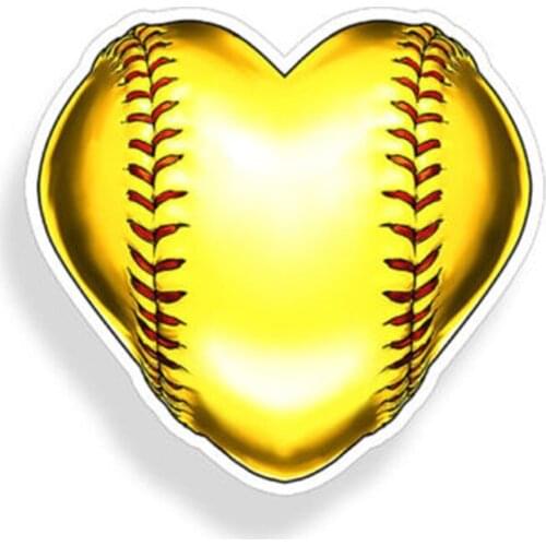 Creative Heart Softball Sticker Softball Cup Laptop Window Bumper Helmet Vinyl Decal