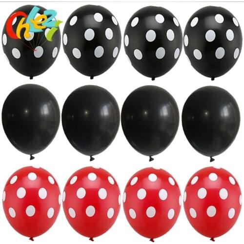 12pc Ladybug Black red Latex Balloons Polka dot Wave point Helium globos Wedding Birthday Party Decor Baby Shower Supplies