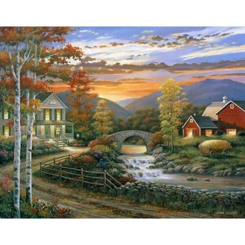 Oneroom Dmc Cross stitch series Home decoration 14/16/18/28 Diy Needlework kits embroidery Cross stitch kit Country road