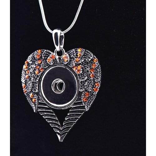 Wholesale New Fashion Heart Alloy Button Necklace Pendant Snap Press Pendant 18mm Diy new Button jewelry