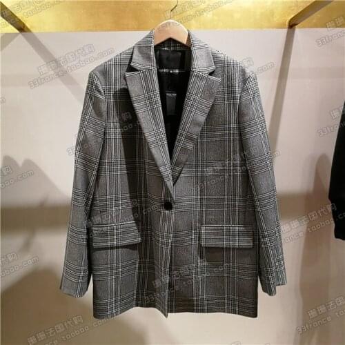 Patads French womens M autumn and winter retro and capable Plaid suit coat vaime