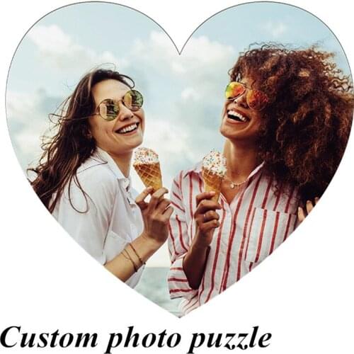 Customized Photo Puzzles Friendship Love Family Heart Wooden Puzzle Custom Personalized DIY Wooden Jigsaw Puzzle Gifts Kids Toys
