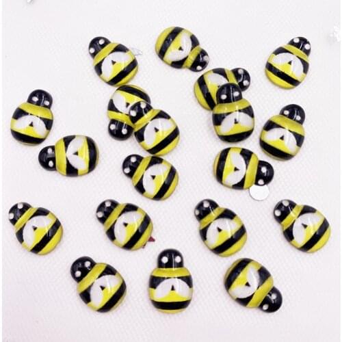60pcs Resin Cute Colorful Beautiful Bee Flatback Rhinestone Buttons Appliques DIY Wedding Crystal Scrapbook Craft F036