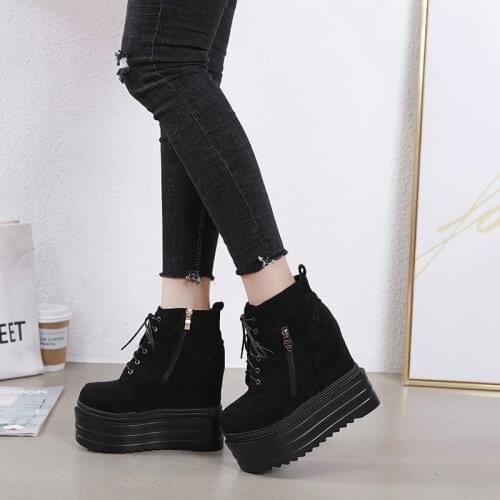 13Cm Super High Heel Short Boots Wedges Waterproof Platform Martin Boots Fashion Within Increased Womens Boots Sexy Ankle Boots