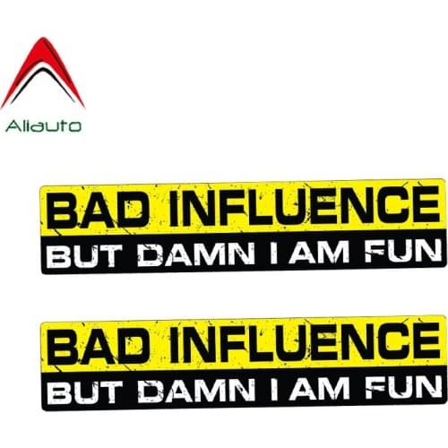 Aliauto 2 X Warning Car Stickers Bad Influence But Damn I Am Fun Accessories Reflective PVC Decal for Harman Kardon,15cm*3cm