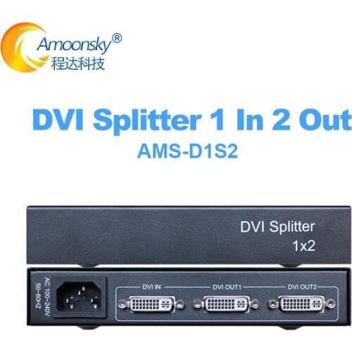 Dvi splitter AMS-D1S2 dvi distributor switcher 1 In 2 out full hd 1080P@60Hz for projector monitor computer graphic card