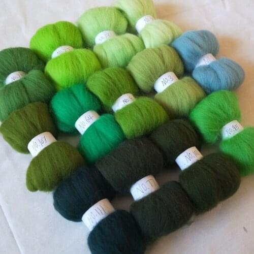 WFPFBEC FELT combed 100% wool merino wool for needle felting roving wool blue color set 5g/color 13 colors