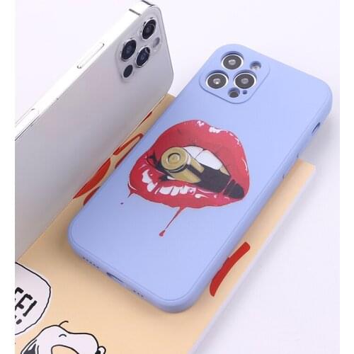 Sexy Thick Lips Candy Colorful Protection Phone Coque For iPhone 11 12 Pro Mini 7 8Plus X XS XR Max Silicone Phone Funda Coque