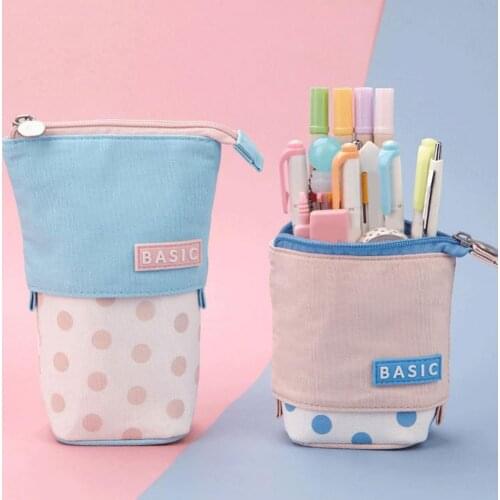 Pen Bag Wave Point Design Foldable Thick Lining Pencil Bag Pouch Holder for Children