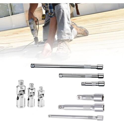 9Pcs Socket Extention Bit Rod Screwdriver Tip Holder 1/4 3/8 1/2 Inch Hex Rod Shank Long Handle Sleeve Extension Bar Kit