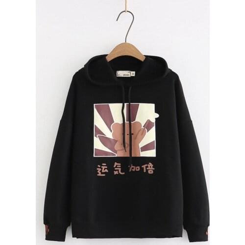 Spring New Long Sleeve Loose Casual Hoodie Print Cotton Sweatshirt Womens Harajuku Hooded Girls Pullover 210490