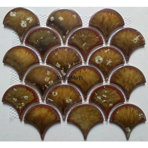 Vintage fish scale ceramic mosaic tile kitchen backsplash bathroom swimming pool wall shower wallpaper porcelain background