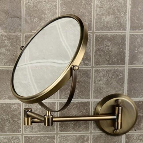 Bath Mirrors 8 Inch Round 2 Face 3 x Magnifying Mirrors of Bathroom Folding Makeup Mirror Brass Bronze Wall Mirror 1308Q