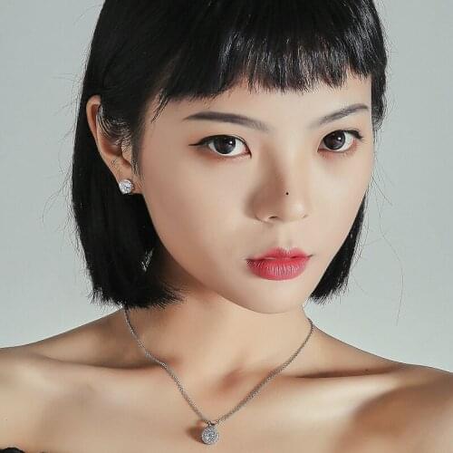 3 Color Optional/2018 Female Fashion Zircon Jewelry Sets Pendants Necklaces & Stud Earrings Set Jewelry Gift For Women