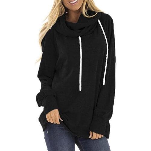 Women Solid Color Long Sleeve Casual Pullover Hoodie Drawstring Loose Fit Sweatshirt Stylish Outerwear Autumn Winter