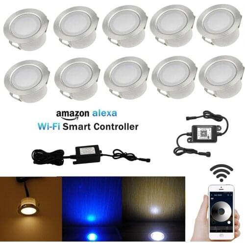 10pcs/Set WIFI Control Dimmer Timer 45mm Outdoor Stair Terrace Patio Kickboard 12V Kitchen LED Deck Rail Step Soffit Lights