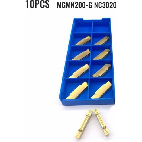 10PCS Grooving Inserts Carbide Inserts Grooving MGMN200 NC3020 Parting Tools