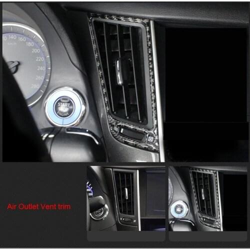2PCS Real Carbon Fiber Center Air Condition Outlet Vent Cover Trim fit for Infiniti Q50