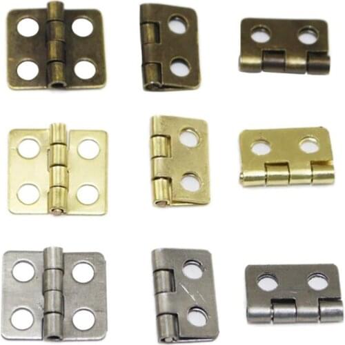 20PCS/Lot Iron Mini Hinges Hardware 13x12mm 180 Degree Rotation Retro Hinges for Wooden Jewelry Box Furniture Cabinet Closet