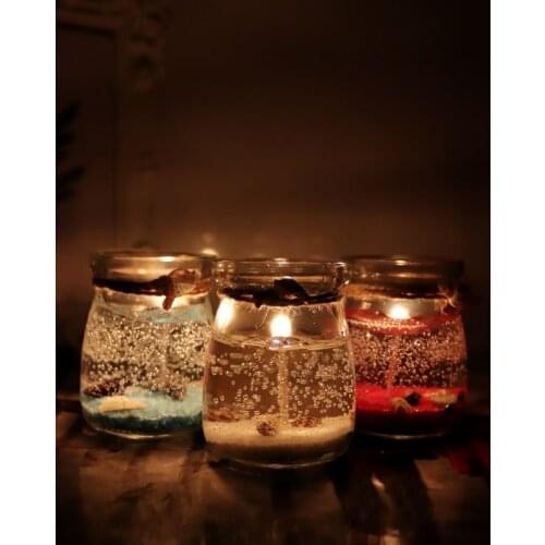 3 Pieces Decorative Gel Candles With Scented Color Sand 7 cm Size Decorative Candles With Sea Shells Gift Products