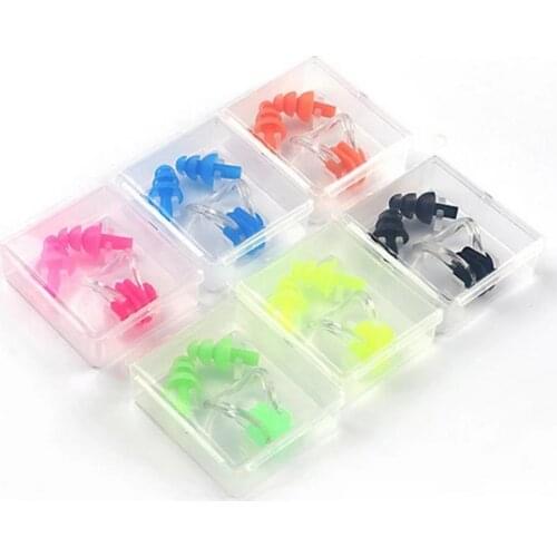 3Pcs/Set Waterproof Silicone Swimming Ear Plugs Nose Clip Set Box Packed Earplug For Surfing Diving and Learning Swimming