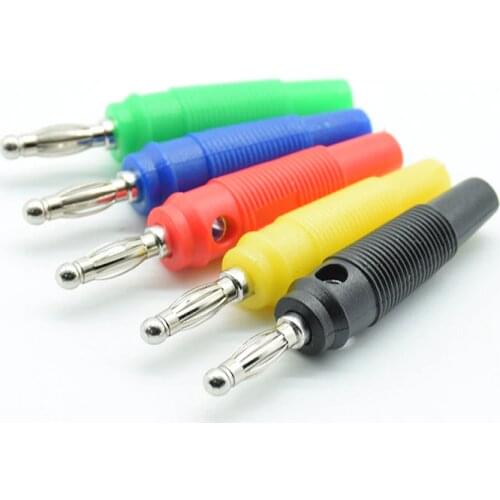 5Pcs/lot Red Black blue green yellow 4mm Solderless Side Stackable 4mm Banana Plug test S08 ship