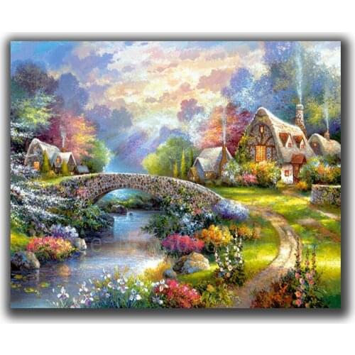 5D Diamond Mosaic Diy Diamond Embroidery Country Bridges & Water Full Diamond Painting Cross Stitch Rhinestone Home Decorations