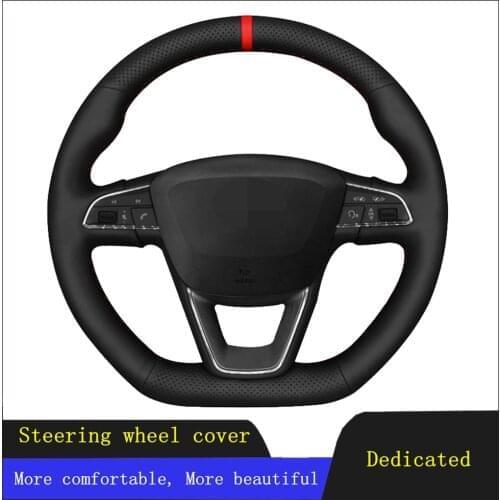 DIY Car Steering Wheel Cover Black Artificial Leather For Seat Leon Cupra Leon ST Cupra Leon ST Cupra Ateca Cupra Ateca FR