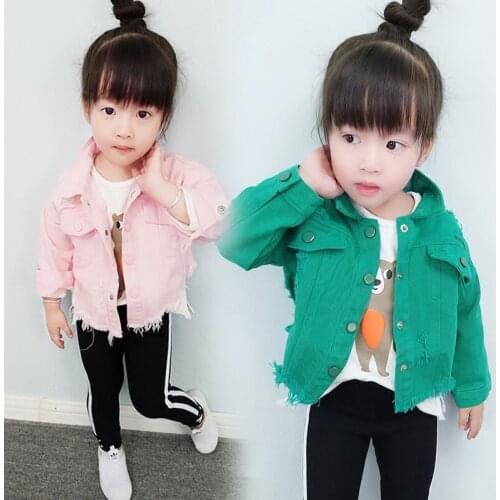 Spring Autumn Baby Girls Jacket Korean Casual Denim Jacket for Girl Fashion Letter Print Kids Clothing Toddler Baby Coat Outwear
