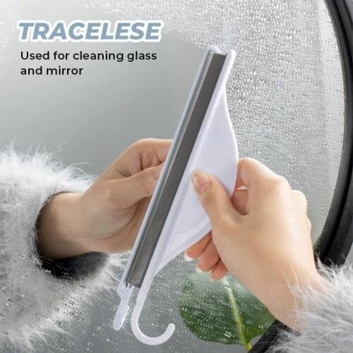 Eco-friendly Handle Mirror Wall Hanging Glass Wiper Household Detachable Washing Window Cleaning Water Scraper Mirror Wiper